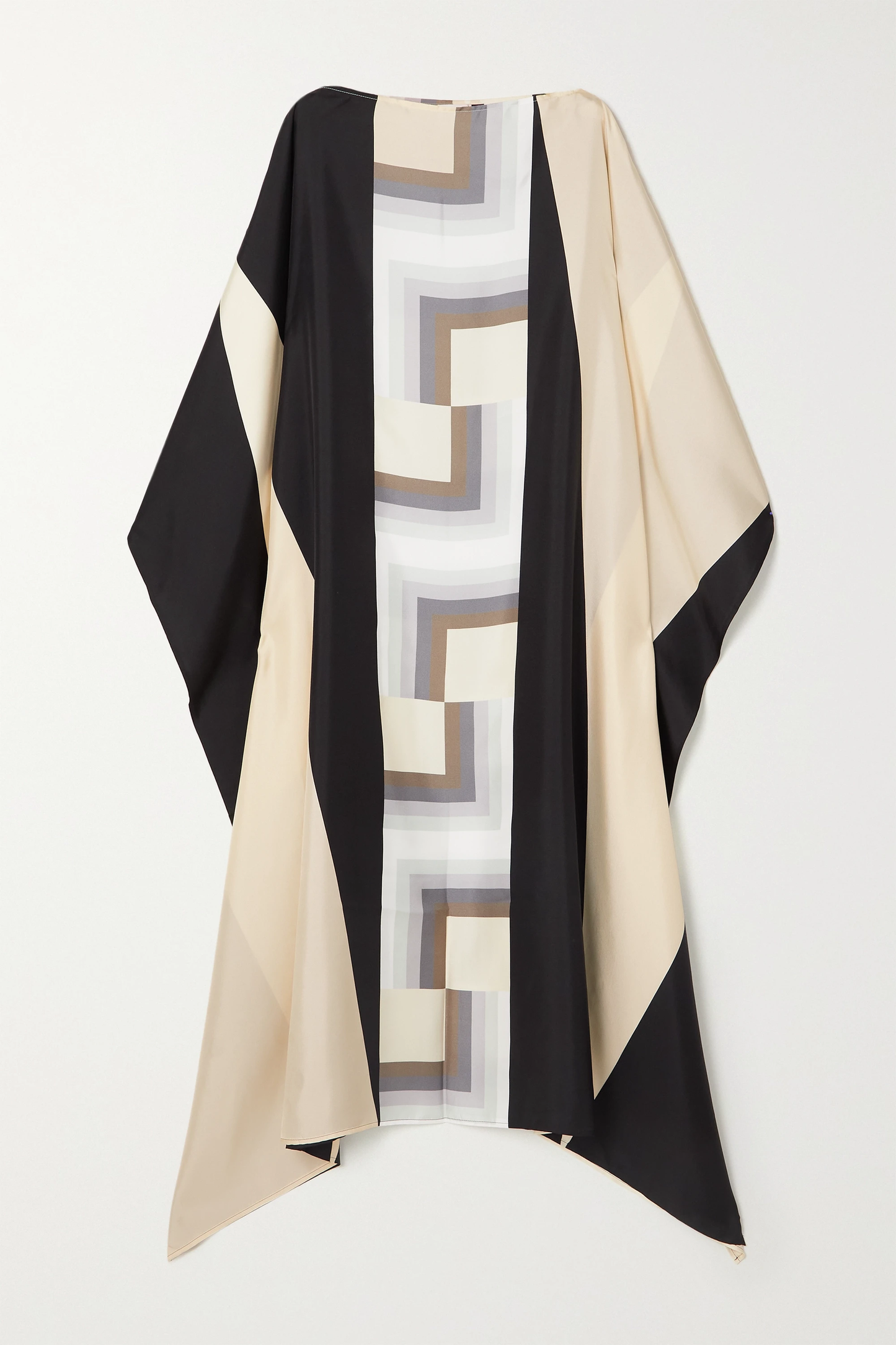 Elegant Black & Beige Geometric Pattern Kaftan
