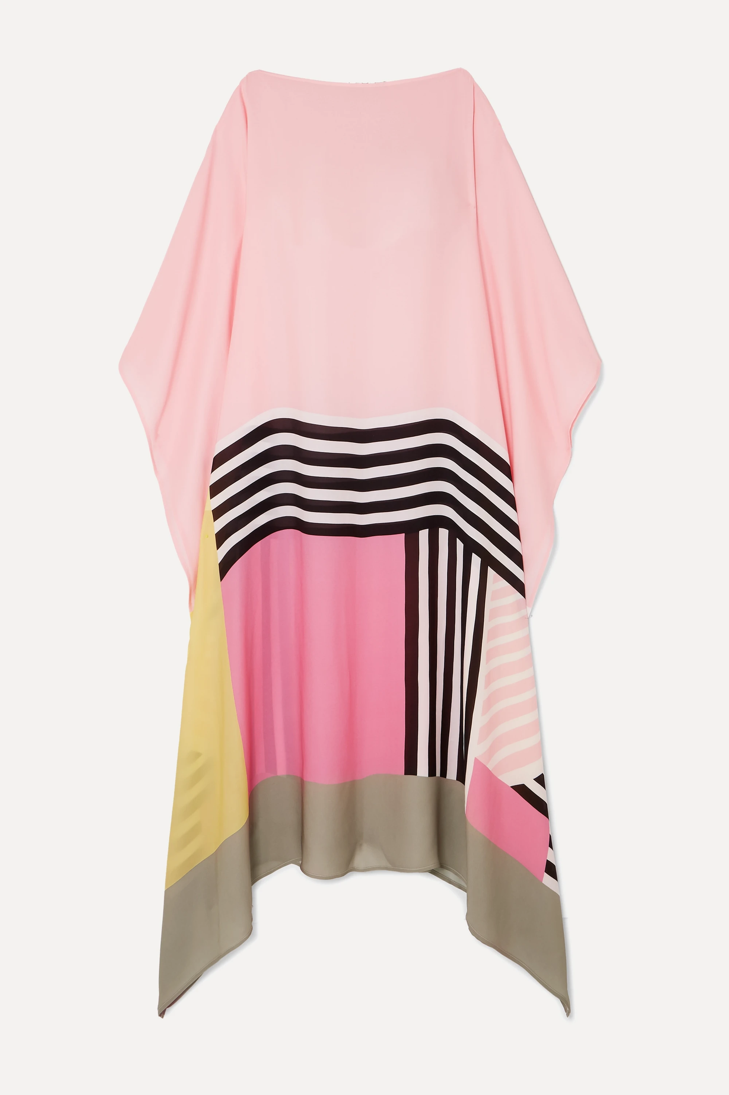 Chic Pink Multicolor Abstract Kaftan