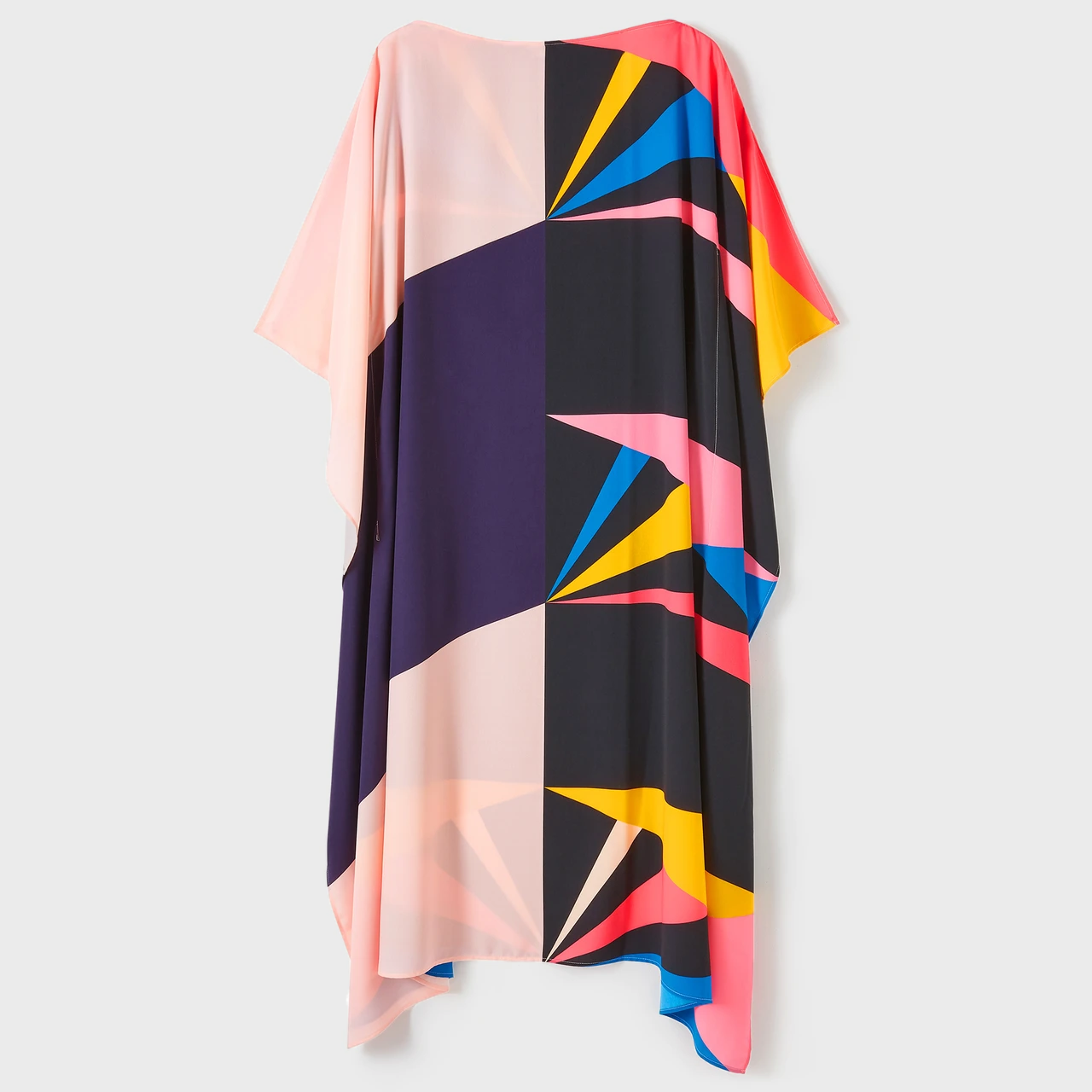 Elegant Pink & Navy Geometric Print Kaftan