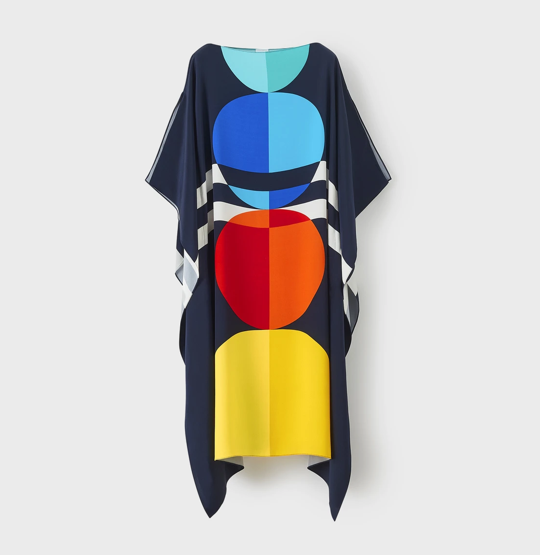 Bold Navy Multicolor Circle Print Kaftan