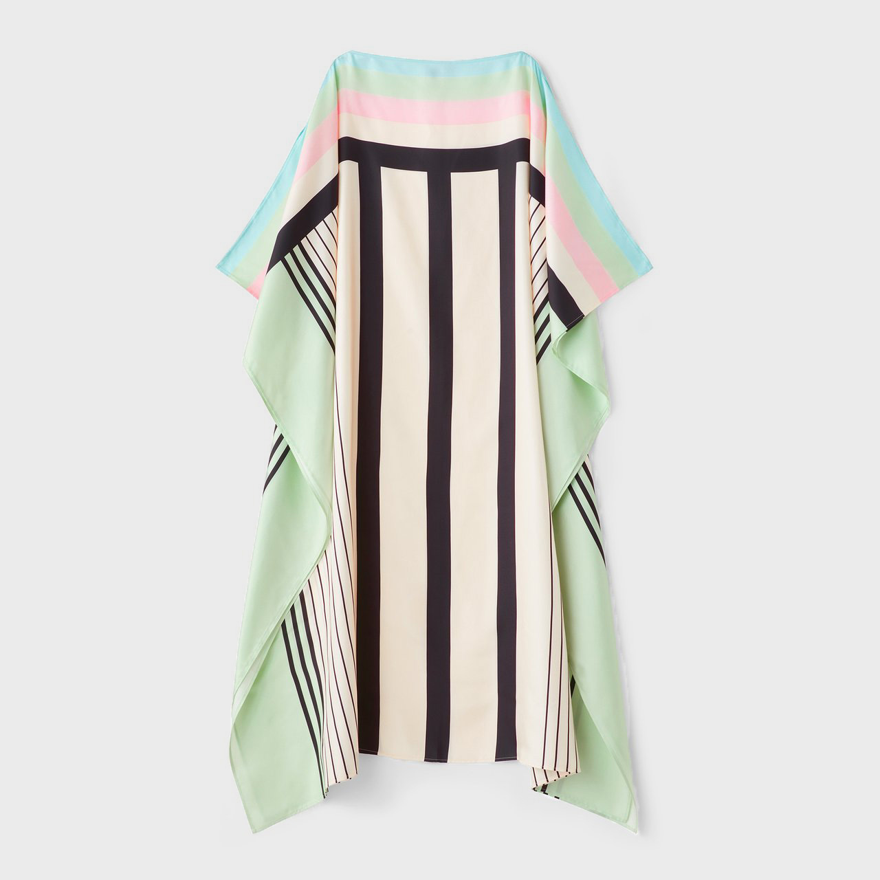 Mint Green & Ivory Striped Silk Kaftan