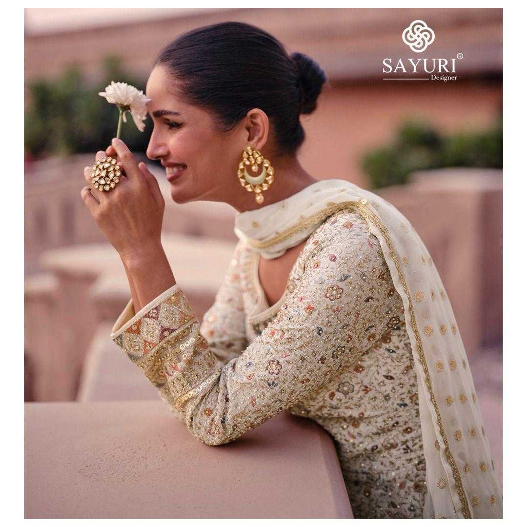 LayrLuxe “Ivory Blossom Real Georgette Anarkali Set” – Fully Embroidered Gown with Dupatta