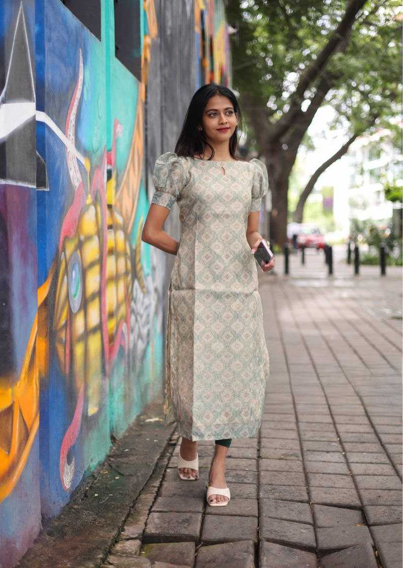 Soft Taby Printed Kurti – Elegant Pastel Edition