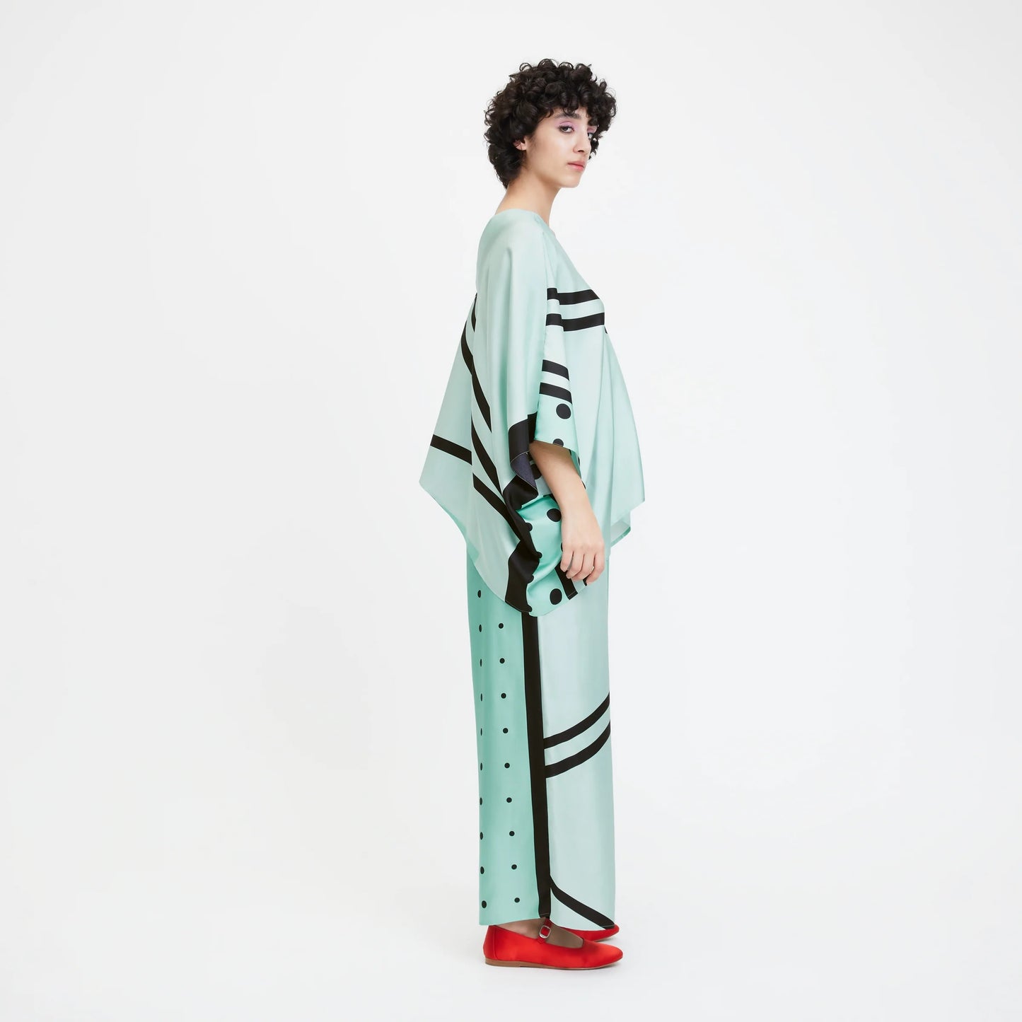 Mint Green Graphic Silk Co-ord Set – Contemporary Luxe