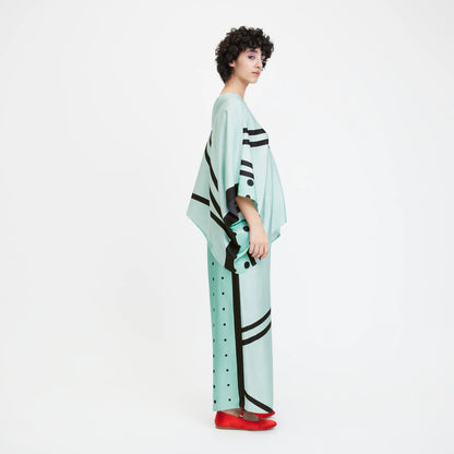 Mint Green Graphic Silk Co-ord Set – Contemporary Luxe