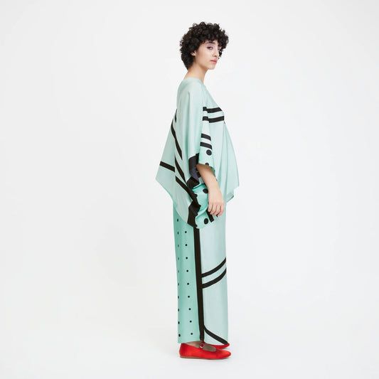 Mint Green Graphic Silk Co-ord Set – Contemporary Luxe