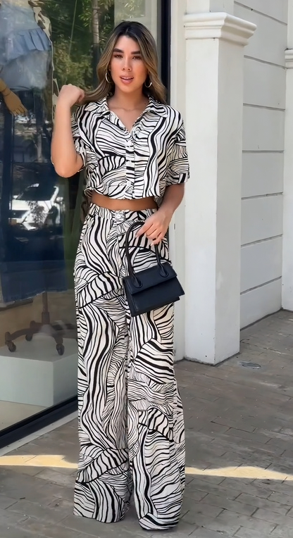 Zebra Wave Co-ord Set – Black & White