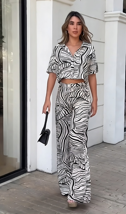 Zebra Wave Co-ord Set – Black & White
