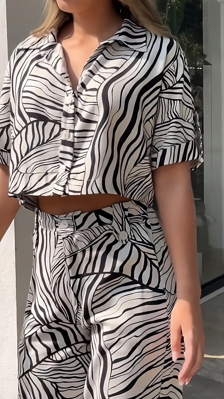 Zebra Wave Co-ord Set – Black & White