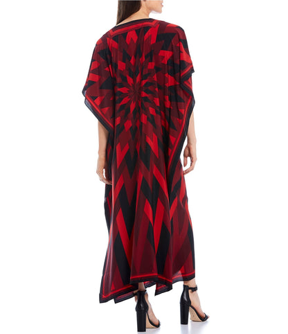 Emerald Mirage Geometric Kaftan Dress – Bold, Modern & Effortlessly Elegant