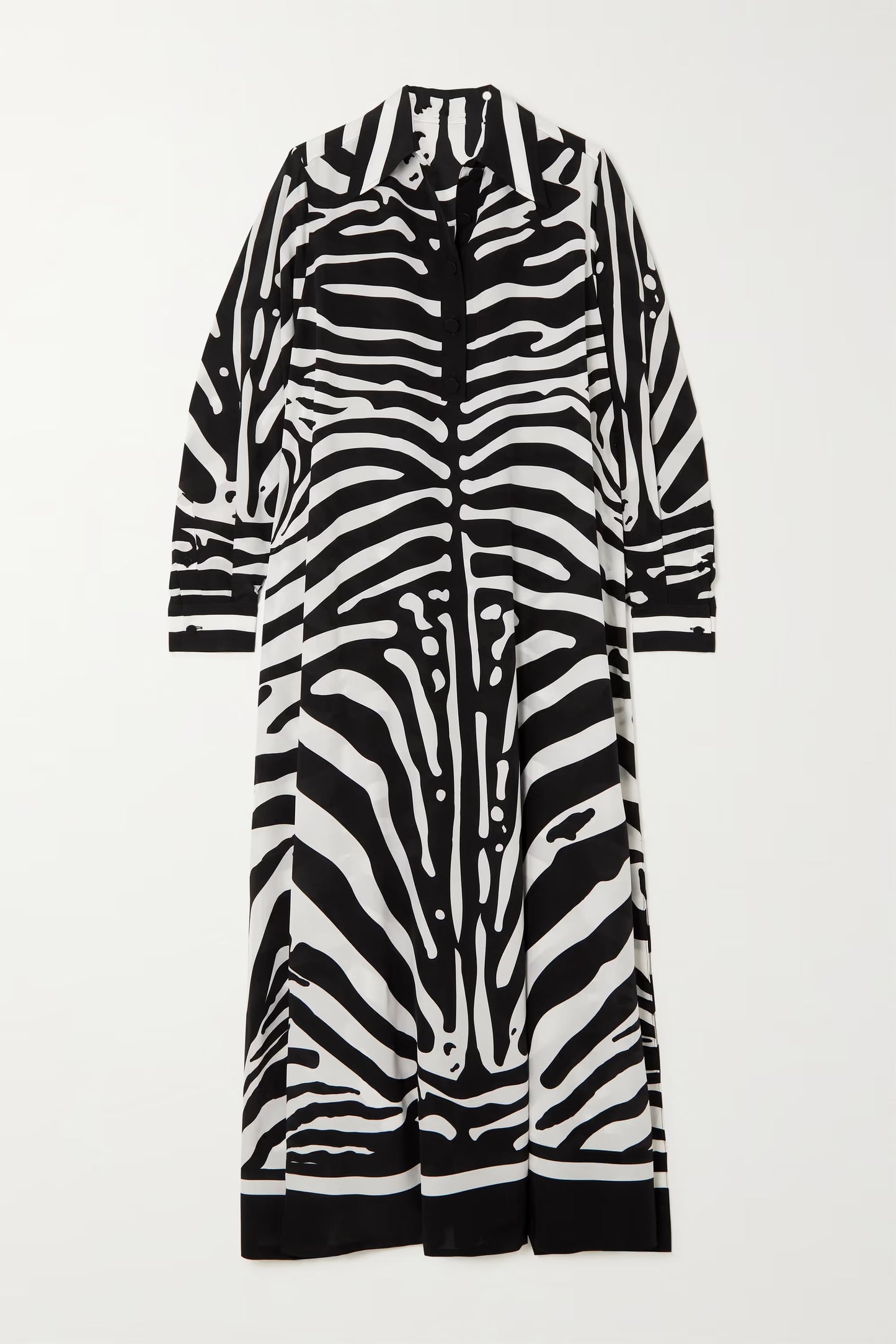 Monochrome Mirage Satin Shirt Dress – Black & White