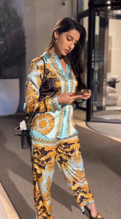 Baroque Luxe Satin Co-ord Set – Turquoise & Gold