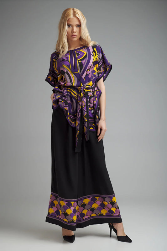 Royal Muse Printed Kaftan Co-ord Set – Purple & Gold