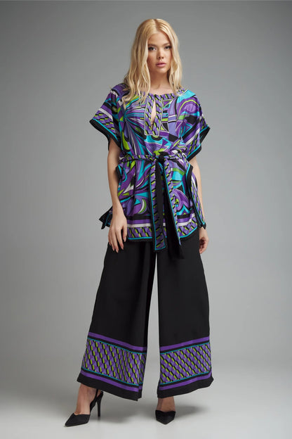 Midnight Mirage Printed Kaftan Co-ord Set – Purple & Teal