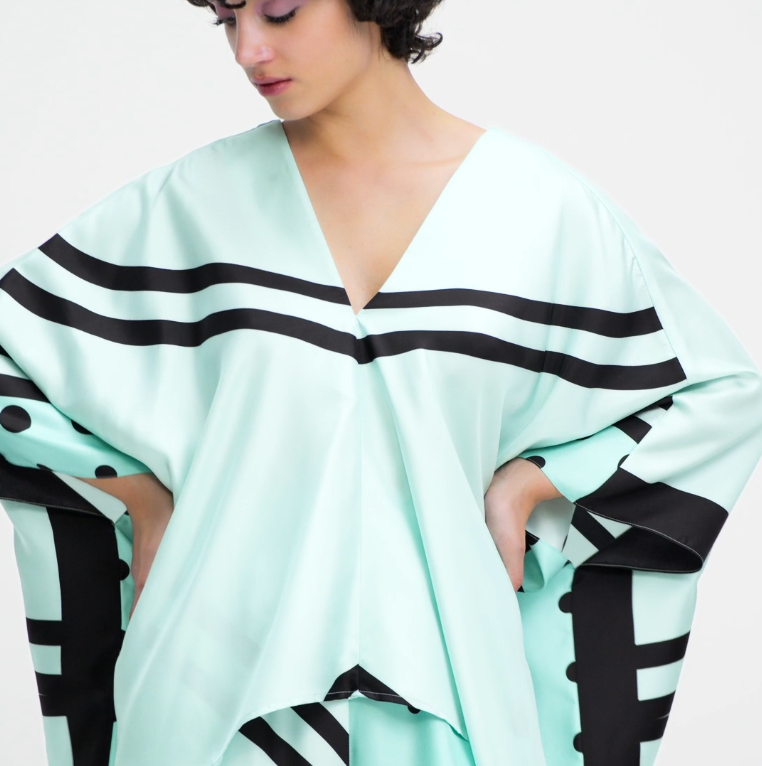 Mint Green Graphic Silk Co-ord Set – Contemporary Luxe