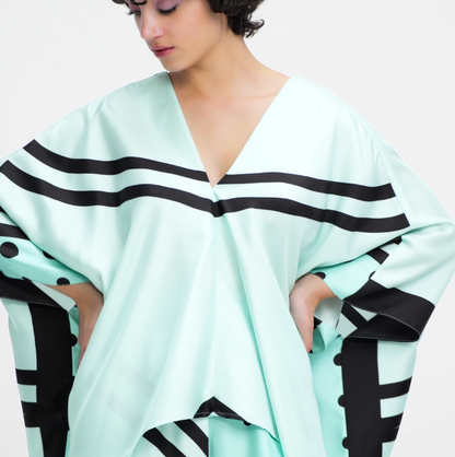 Mint Green Graphic Silk Co-ord Set – Contemporary Luxe