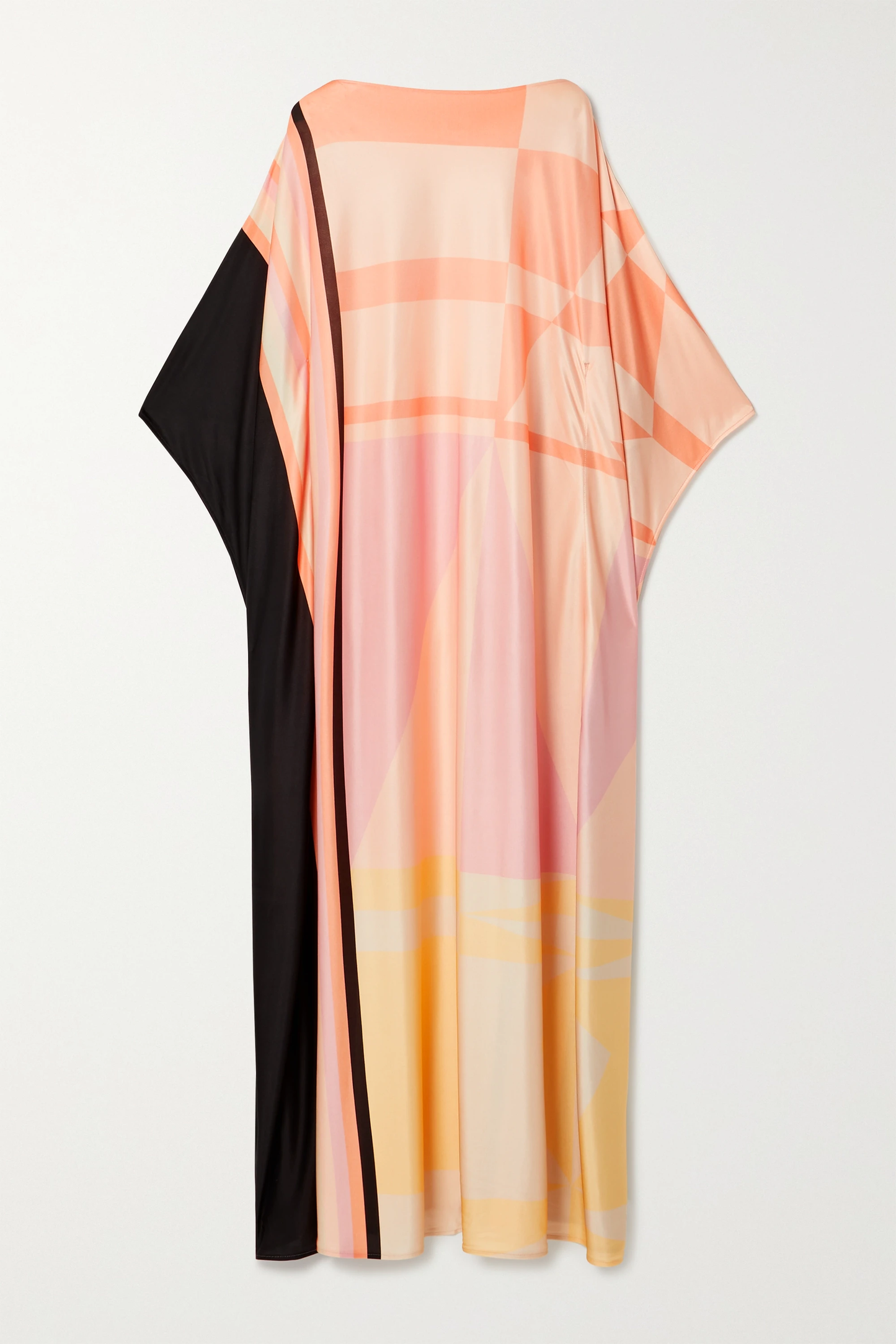 Peach & Black Abstract Print Kaftan