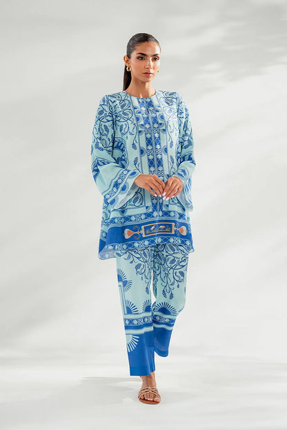 Azure Grace Printed Co-ord Set – Sky & Cobalt Blue