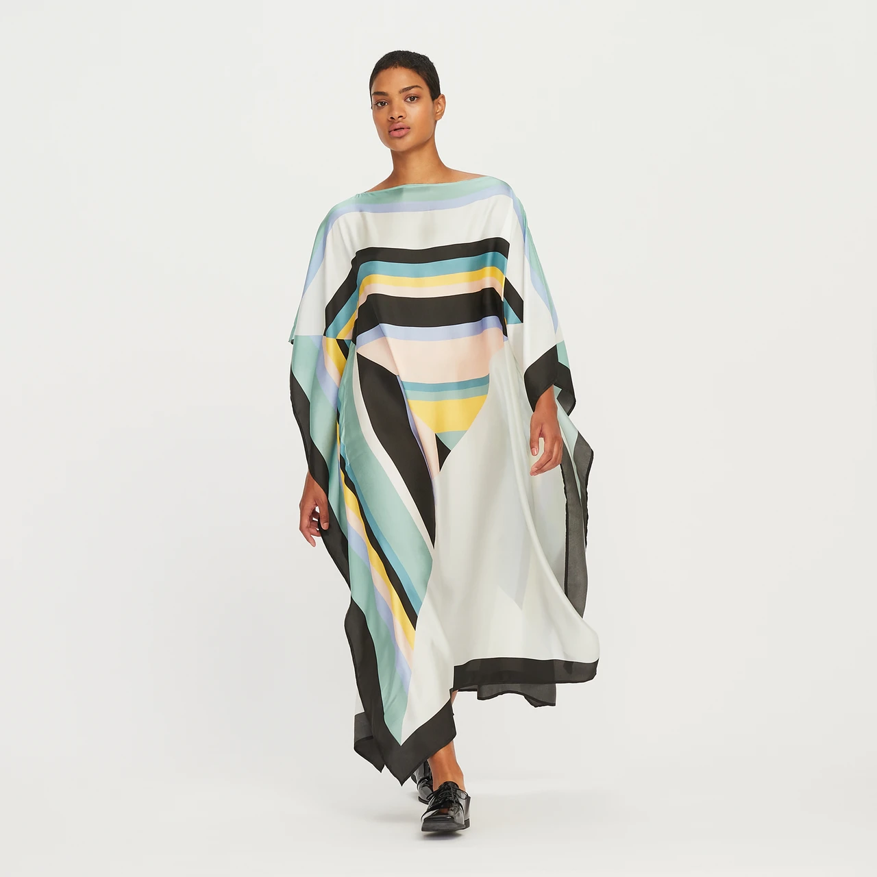 Chic Multicolor Stripe Flow Kaftan