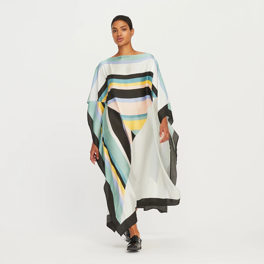 Chic Multicolor Stripe Flow Kaftan