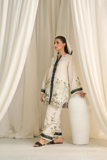 Ivory Bloom Co-ord Set – Cream with Botanical Detailing