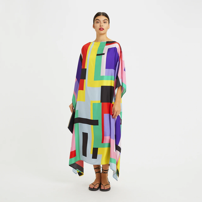 Vibrant Multicolor Abstract Print Kaftan