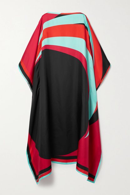 Bold Black & Red Color Block Kaftan