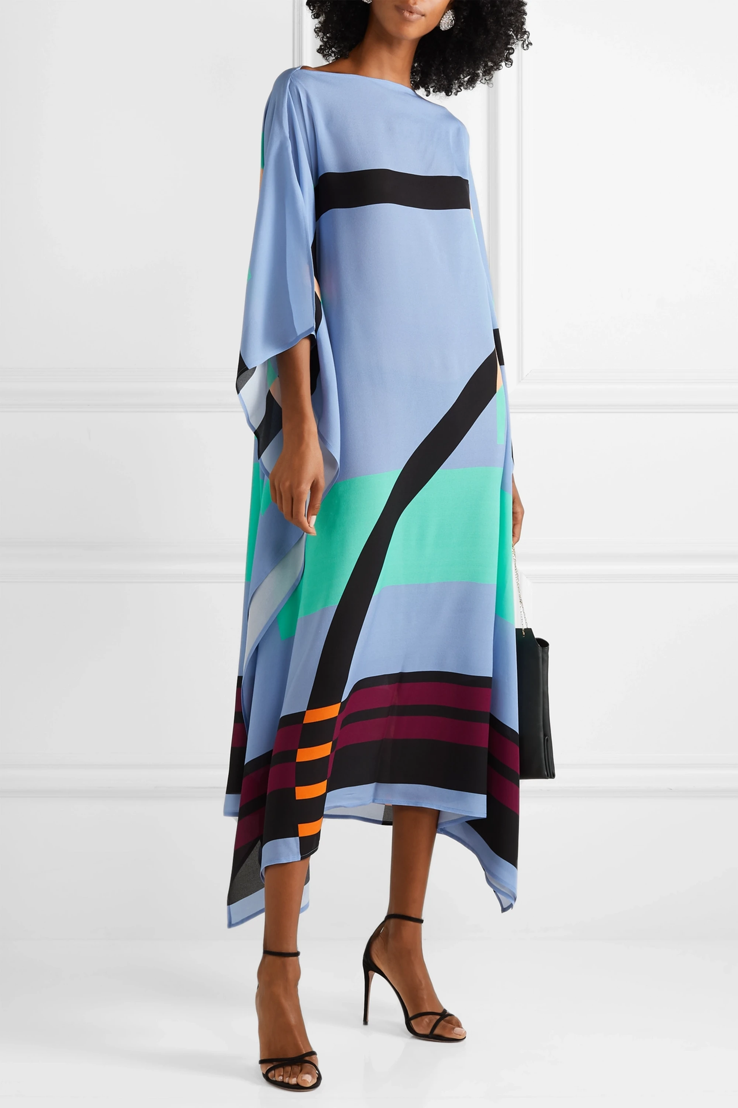 Modern Blue Geometric Printed Kaftan