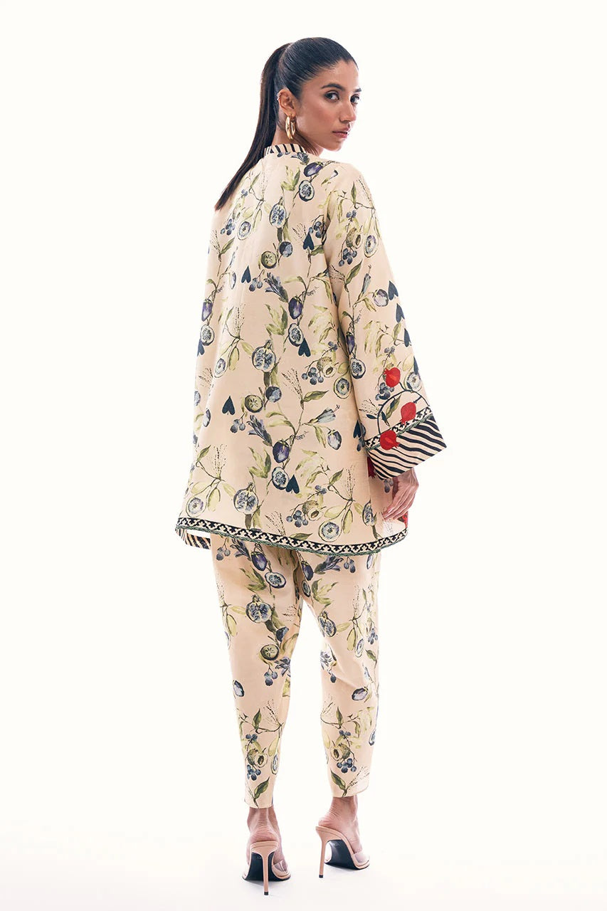 Bohemian Muse Printed Co-ord Set – Cream Multicolor