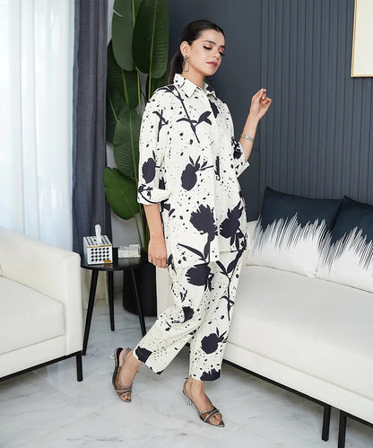 Monochrome Muse Co-ord Set – Black & Ivory Abstract