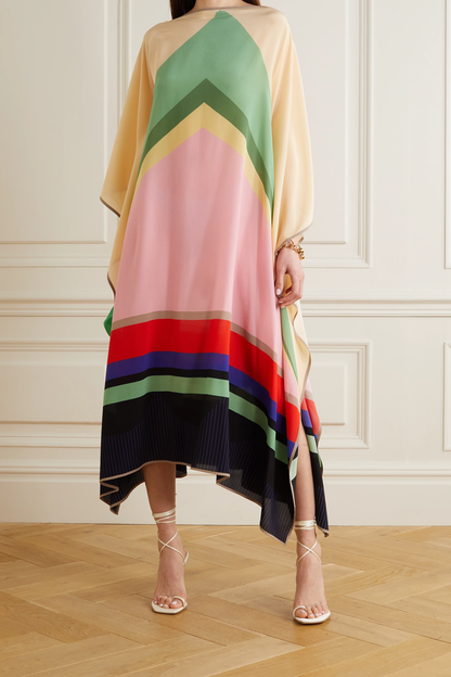 Pastel Multicolor Chevron Stripe Kaftan