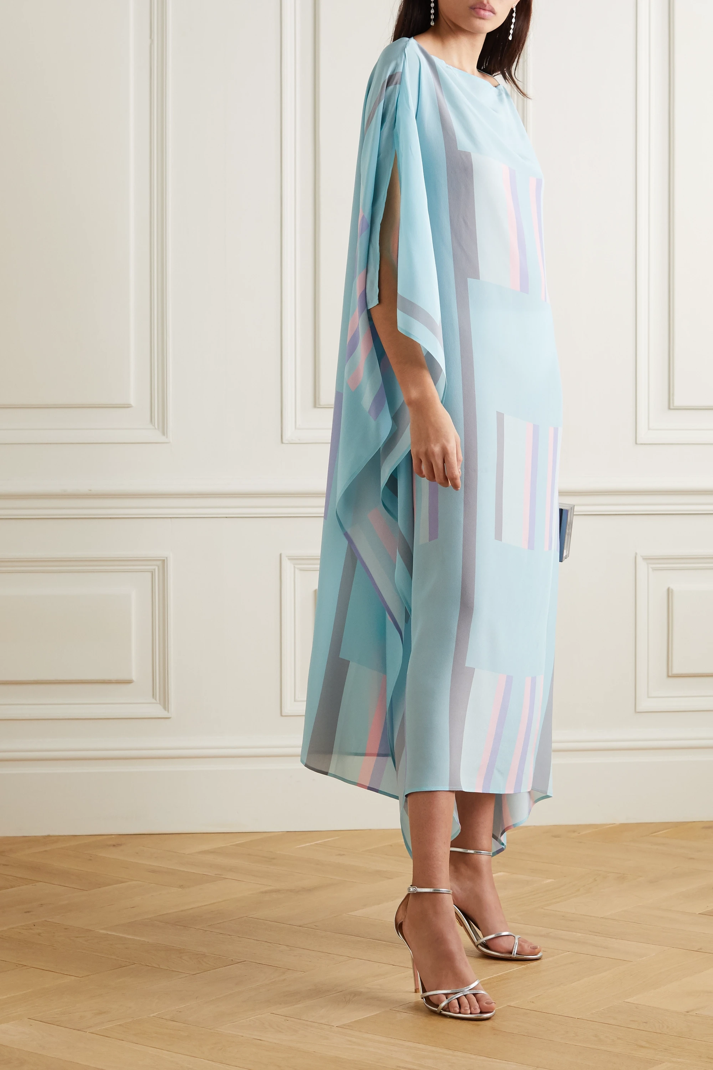 Pastel Blue Geometric Print Kaftan