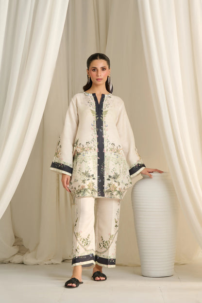 Ivory Bloom Co-ord Set – Cream with Botanical Detailing