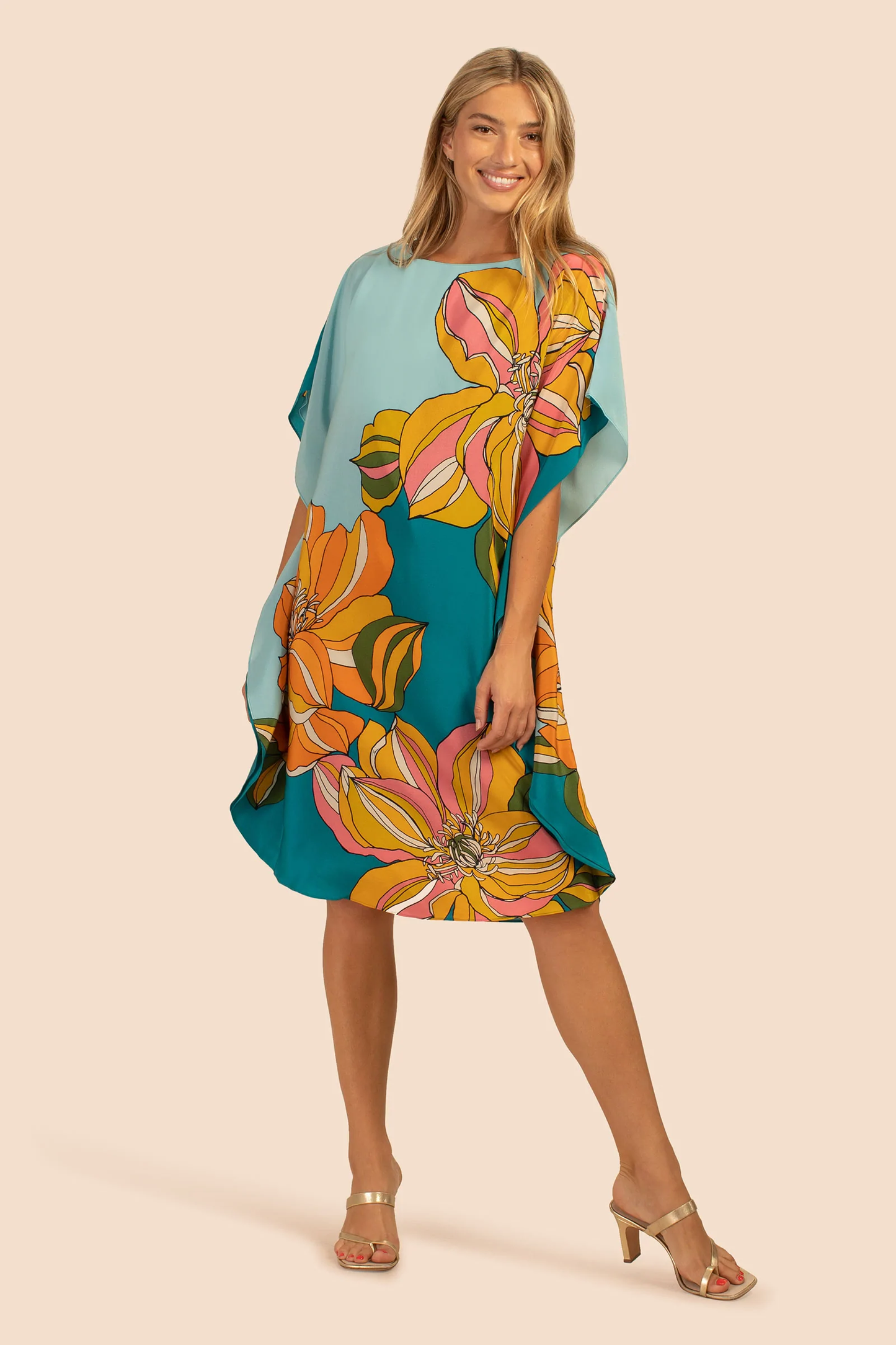 Tropical Bloom Short Kaftan Dress – Ocean Breeze &amp; Floral Elegance