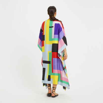 Vibrant Multicolor Abstract Print Kaftan