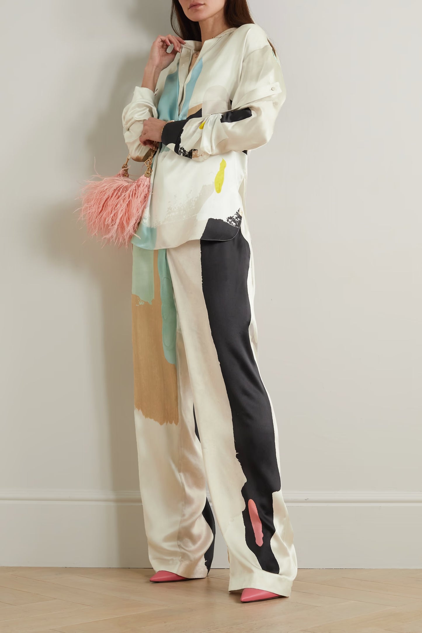 Abstract Art Luxe Satin Co-ord Set – Multi