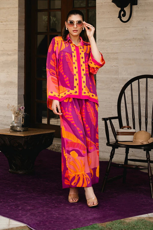 Crimson Tropic Printed Co-ord Set – Fuchsia & Tangerine