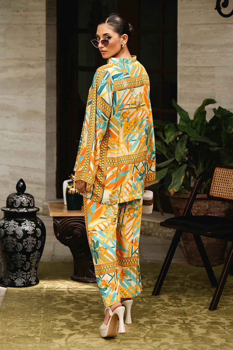 Tropical Muse Printed Co-ord Set – Sunshine Yellow & Teal