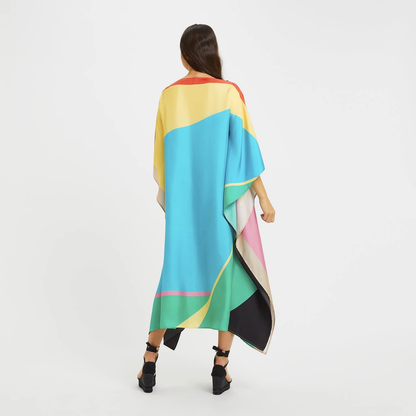 Tropical Multicolor Abstract Flow Kaftan