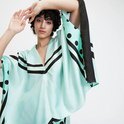 Mint Green Graphic Silk Co-ord Set – Contemporary Luxe