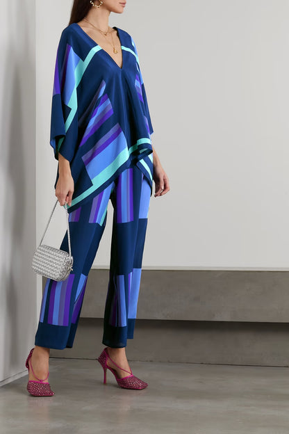 Azure Waves Kaftan Co-ord Set – Blue Multitone