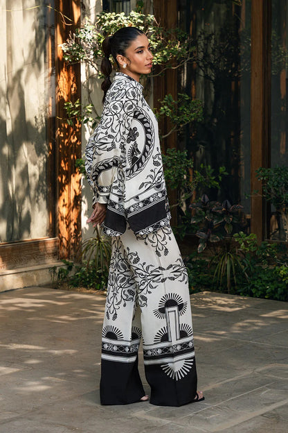 Ethereal Noir Printed Co-ord Set – Black & White Elegance