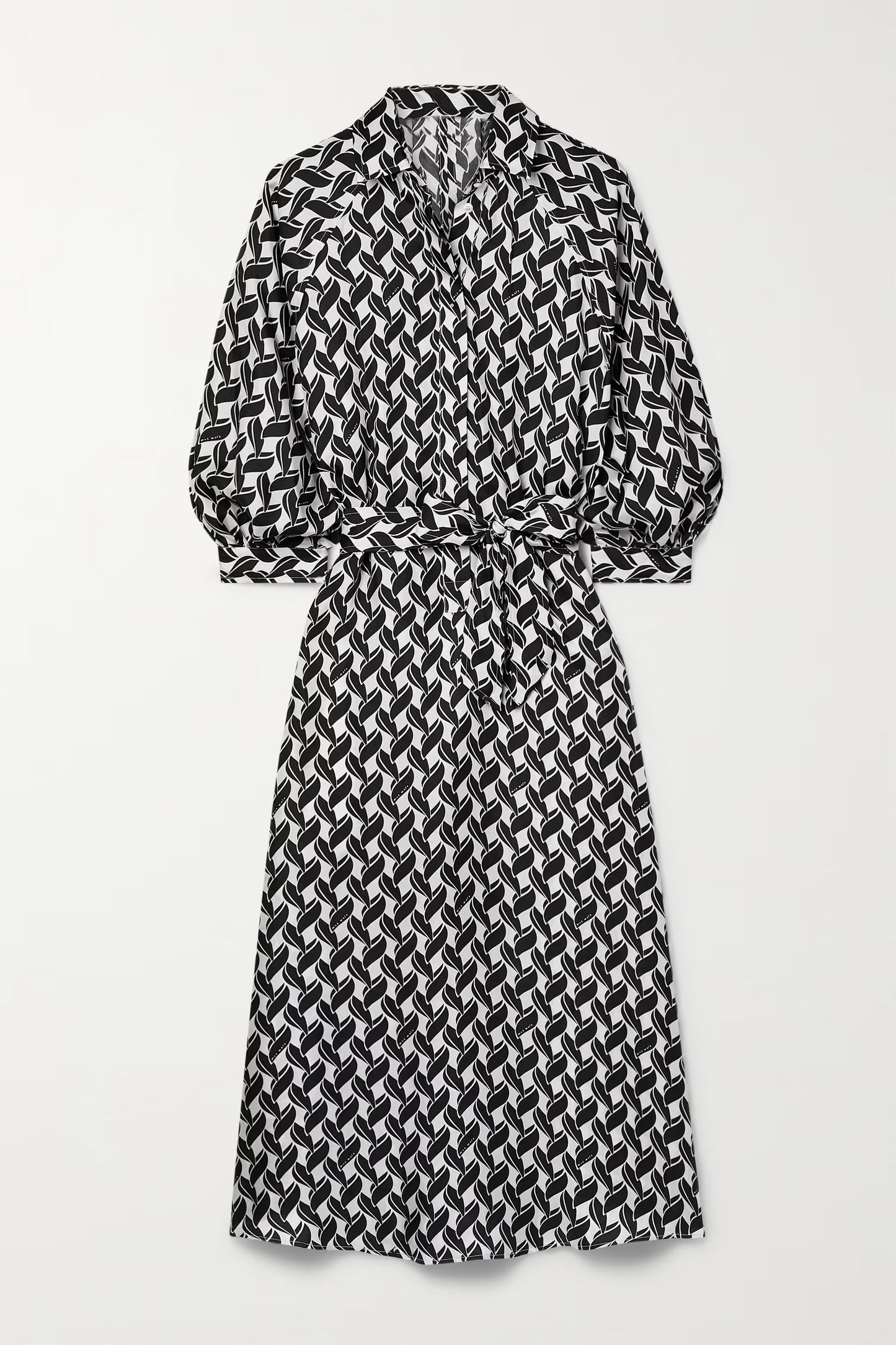 Monochrome Rhythm Midi Shirt Dress – Effortless Elegance in Black & White