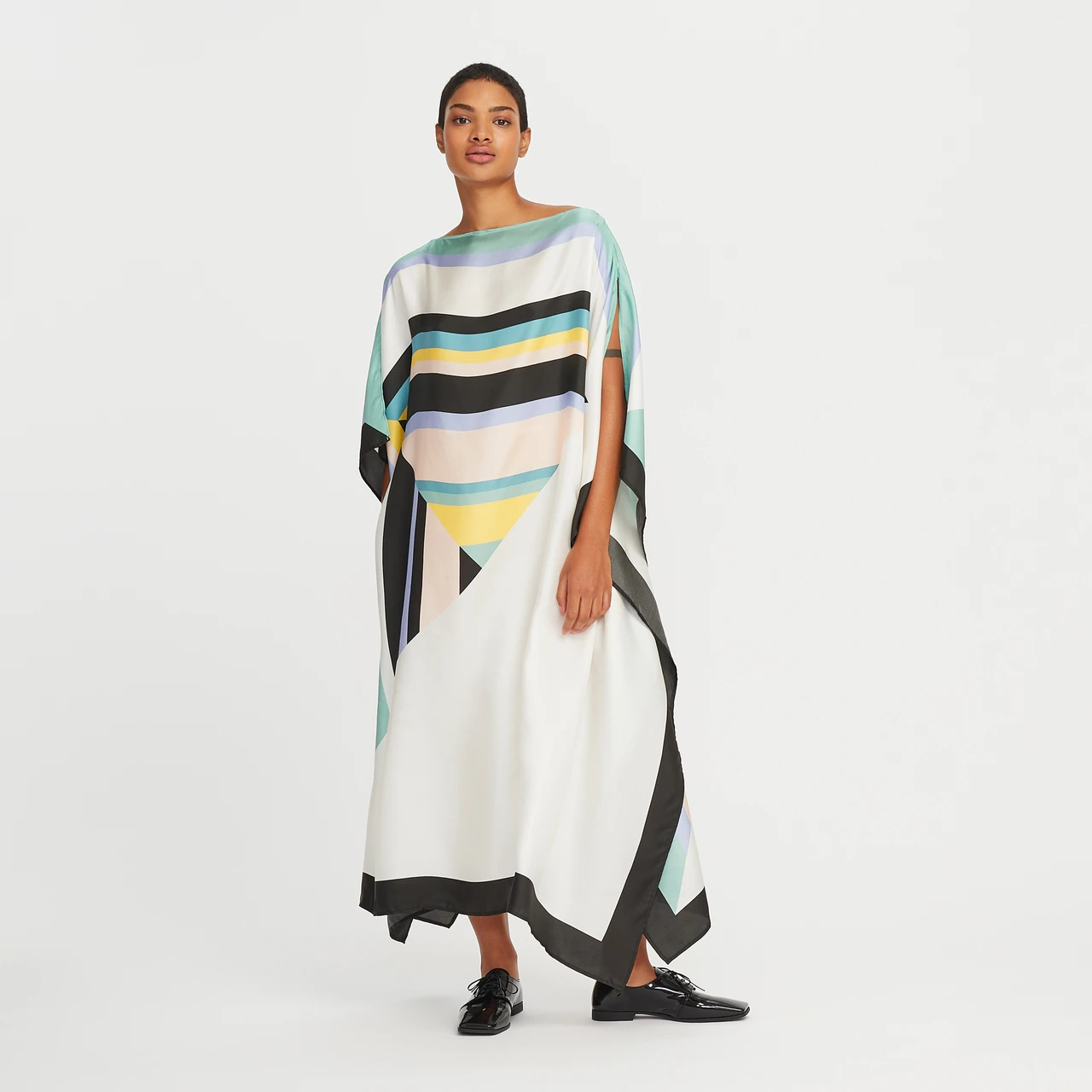 Chic Multicolor Stripe Flow Kaftan