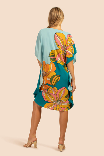 Tropical Bloom Short Kaftan Dress – Ocean Breeze &amp; Floral Elegance