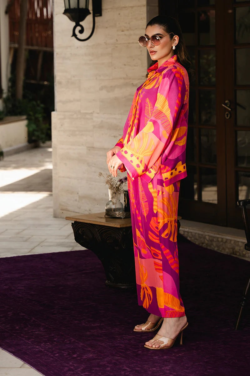 Crimson Tropic Printed Co-ord Set – Fuchsia & Tangerine