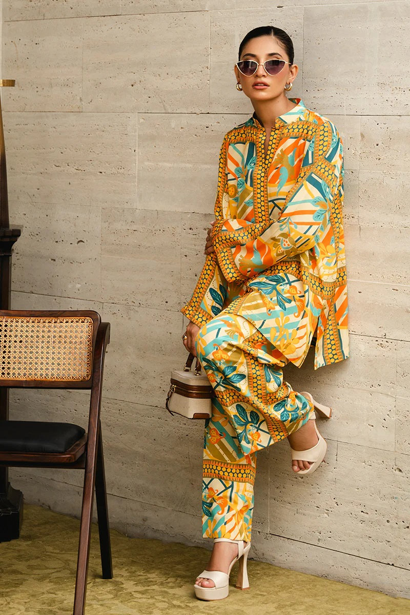 Tropical Muse Printed Co-ord Set – Sunshine Yellow & Teal