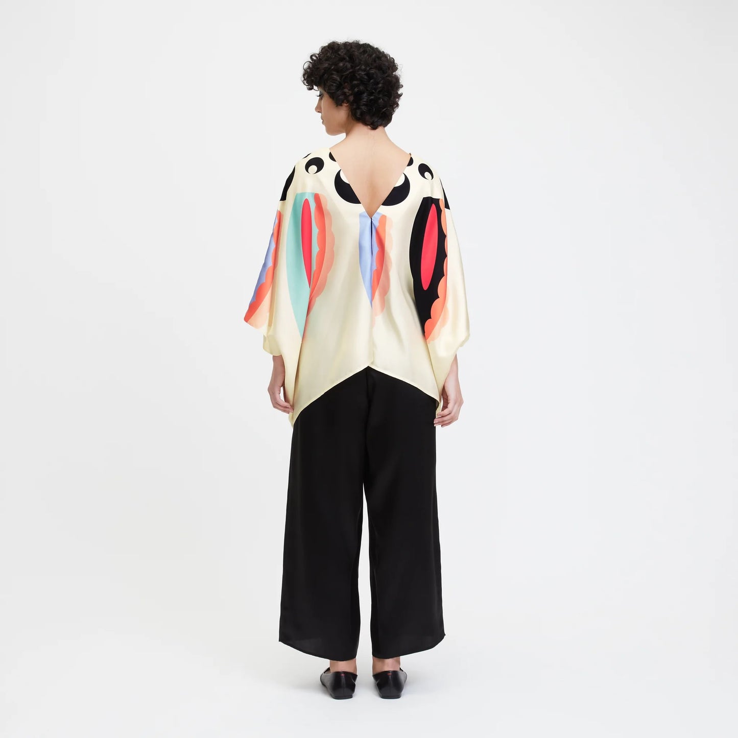 Modern Abstract Silk Co-ord Set – Ivory & Multicolor