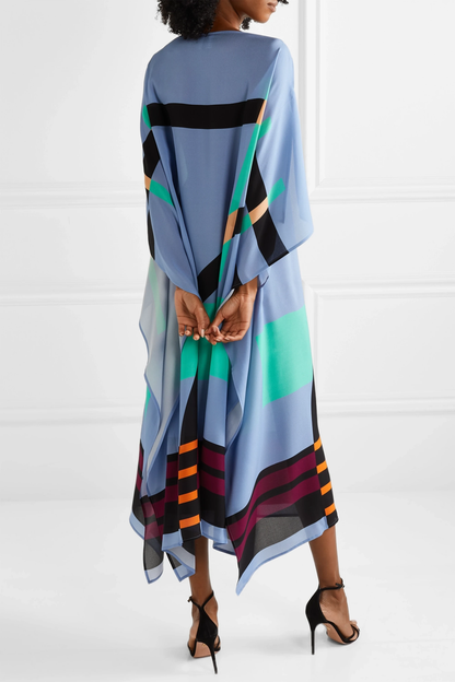 Modern Blue Geometric Printed Kaftan