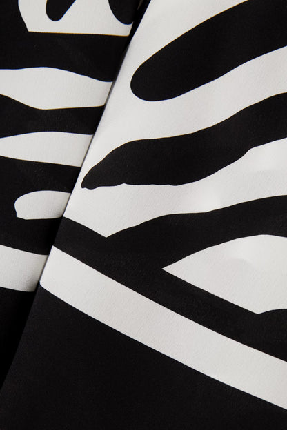 Monochrome Mirage Satin Shirt Dress – Black & White